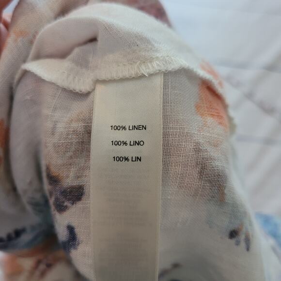 Chico’s Size 3 XL Watercolor Floral Print Button Up Linen Blend Art to Wear - Picture 8 of 9